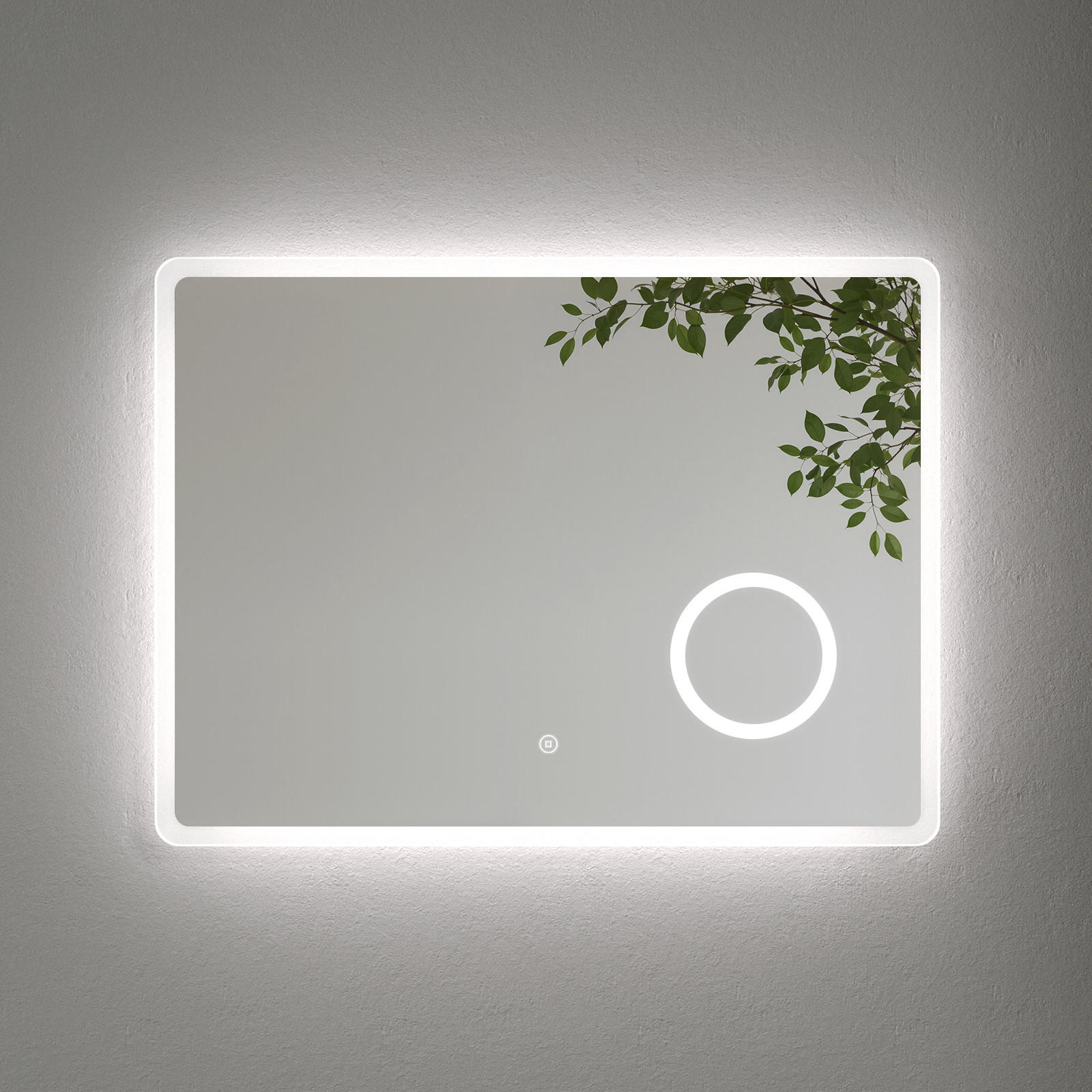 BADSPIEGEL mit Beleuchtung mit Integriertem Schminkspiegel 80/60 cm - Weiß, Glas (60/3.5/80cm) - EMKE