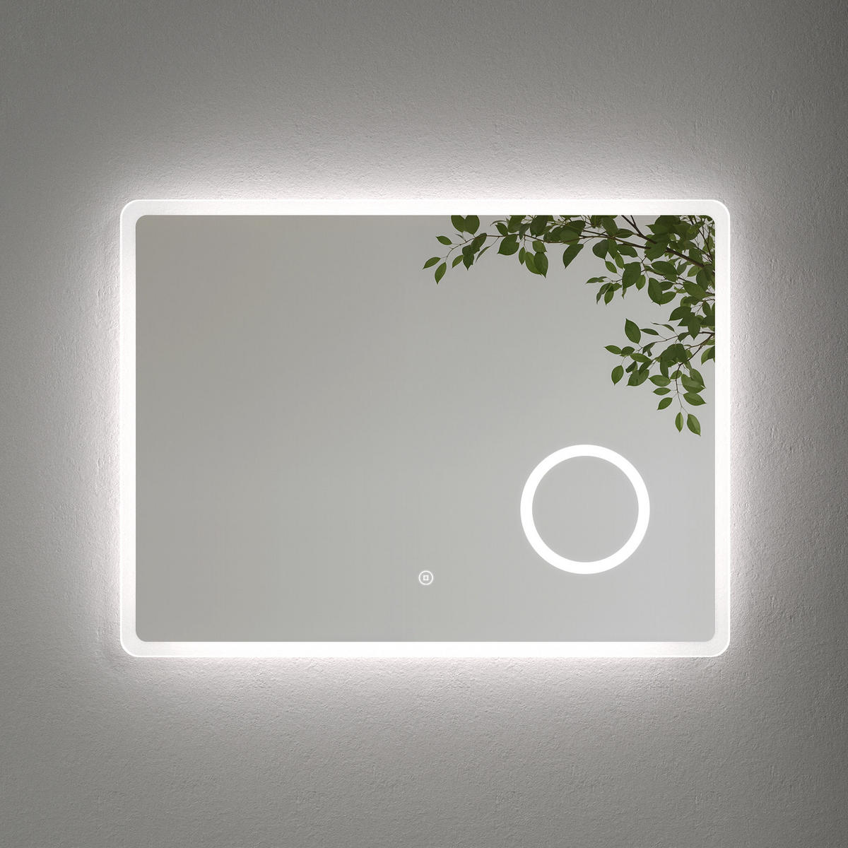 BADSPIEGEL mit Beleuchtung mit Integriertem Schminkspiegel 80/60 cm - Weiß, Glas (60/3.5/80cm) - EMKE