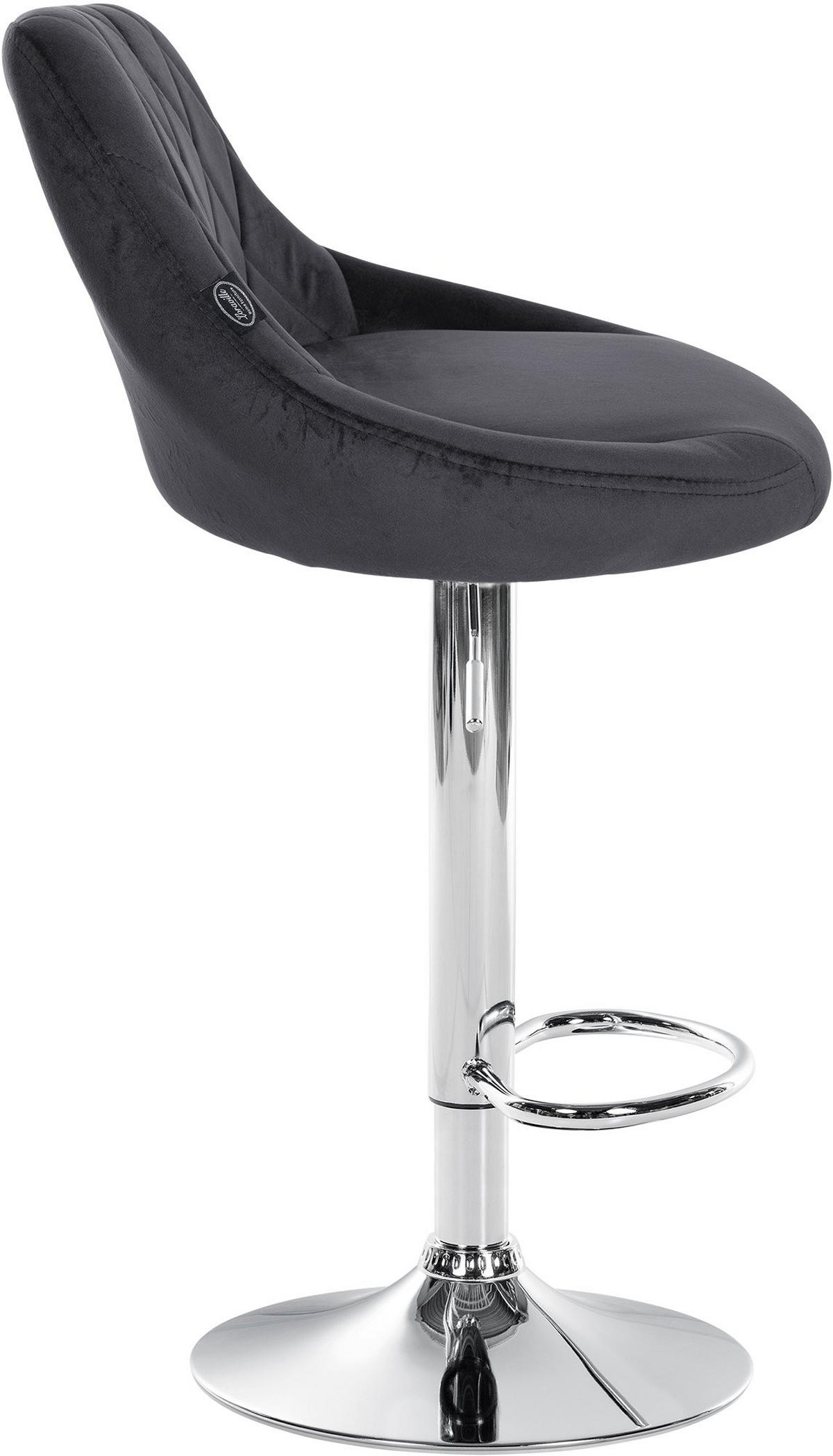 BARHOCKER 2er Set Samt dunkelgrau - Chromfarben/Dunkelgrau, Textil/Metall (46/83/49cm) - CLP