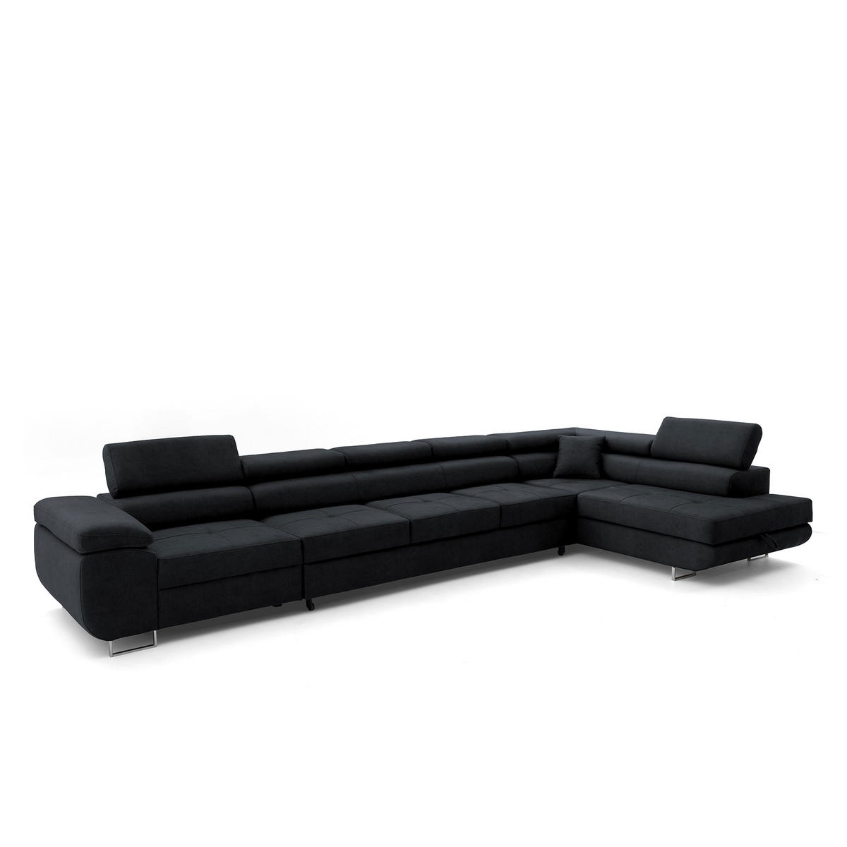 ECKSOFA WILD XXL Rechts mit Schlaffunktion 125x240 Velours Graphit - Silberfarben/Graphitfarben, Holz/Textil (200/400cm) - Muffo