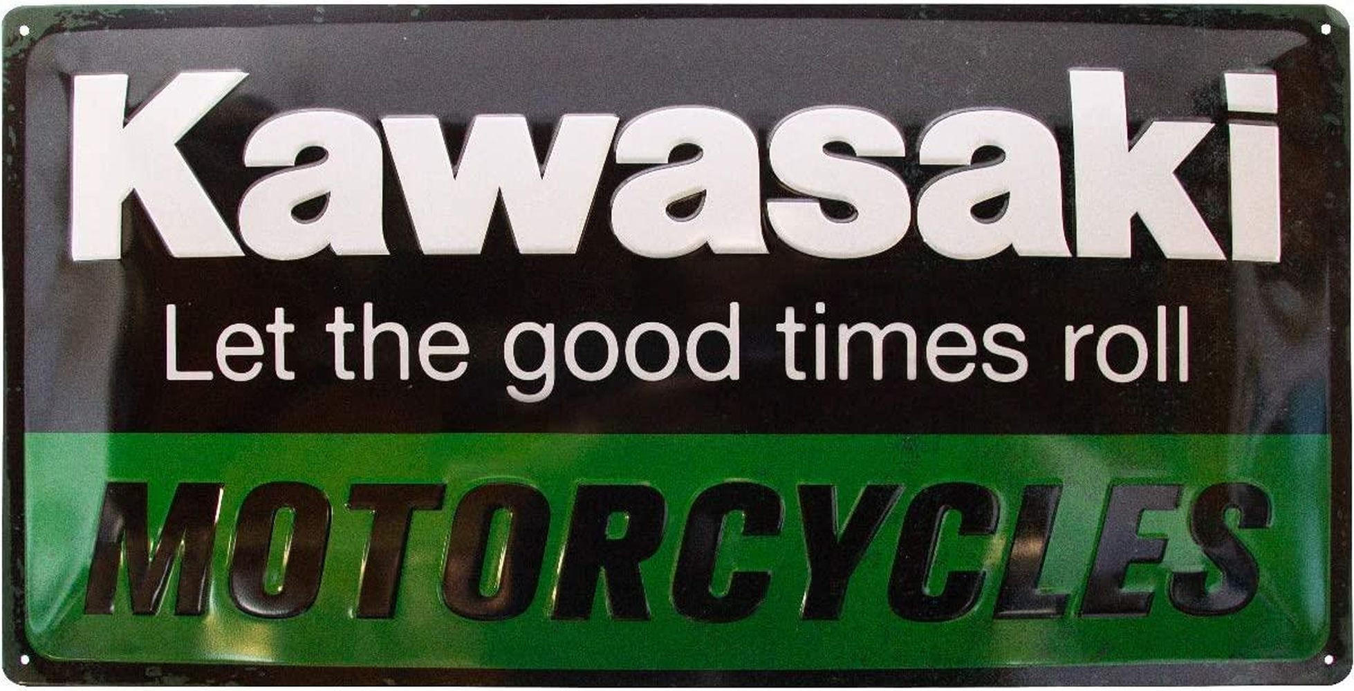 BLECHSCHILD 25/50 cm Kawasaki Motorcycles - Multicolor, Metall (50/25/1cm) - Nostalgic-Art