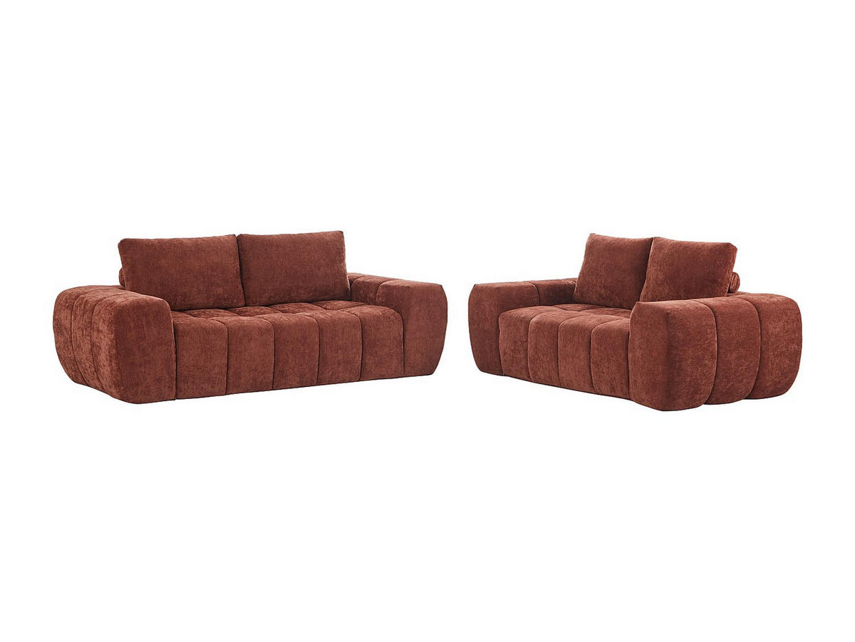 SOFA - 5 Personen - stoff - terracotta Benafo - Terracotta, Textil (190/84/104cm) - Vente-Unique