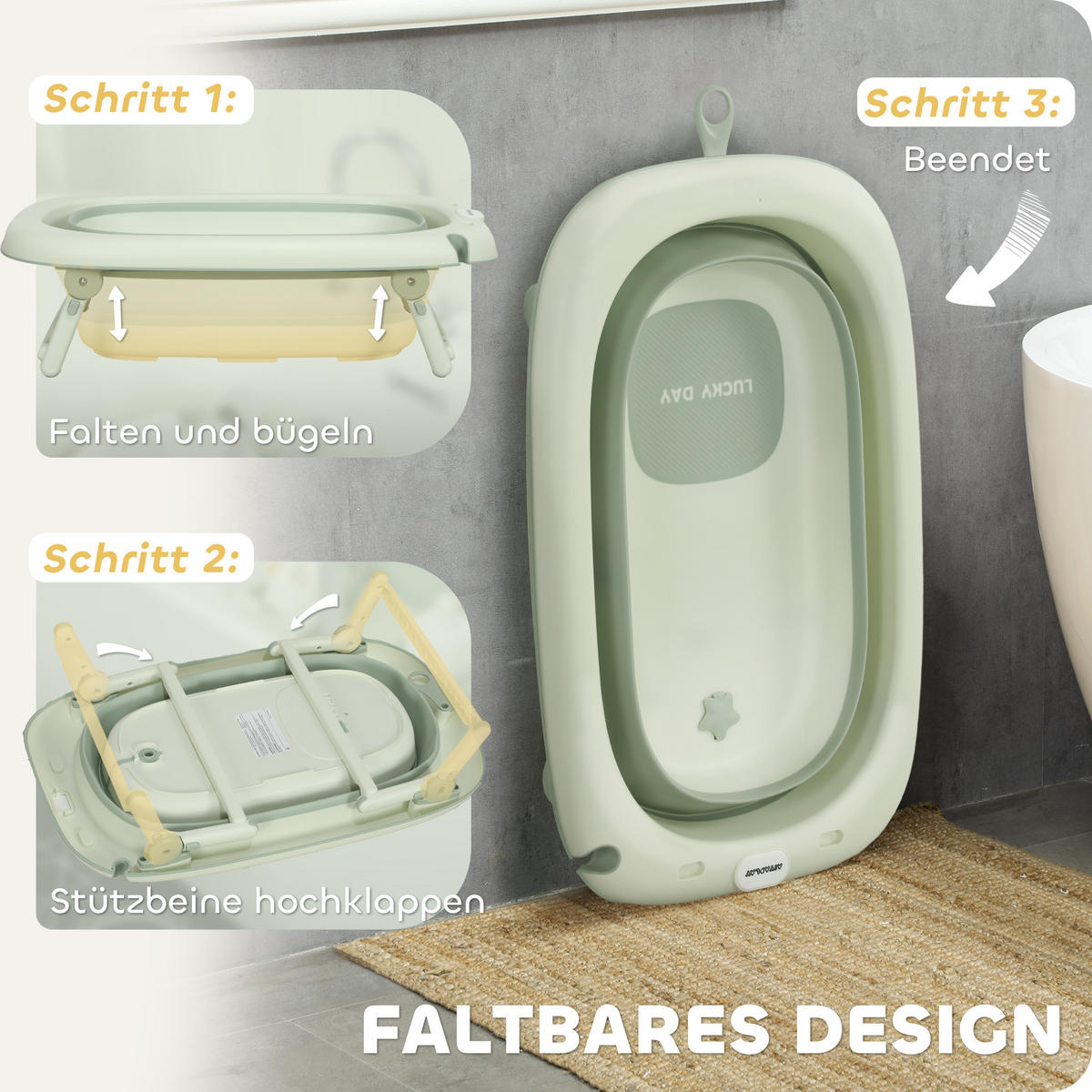BABYWANNE, Kunststoff, Polyester, Grün - Grün, Kunststoff (53/86cm) - AIYAPLAY