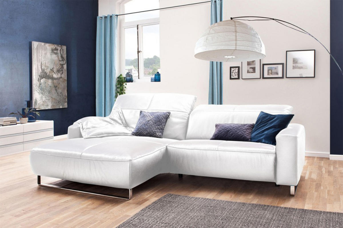ECKSOFA YORK Weiß Leder - Weiß, Leder (284/180cm) - KAWOLA
