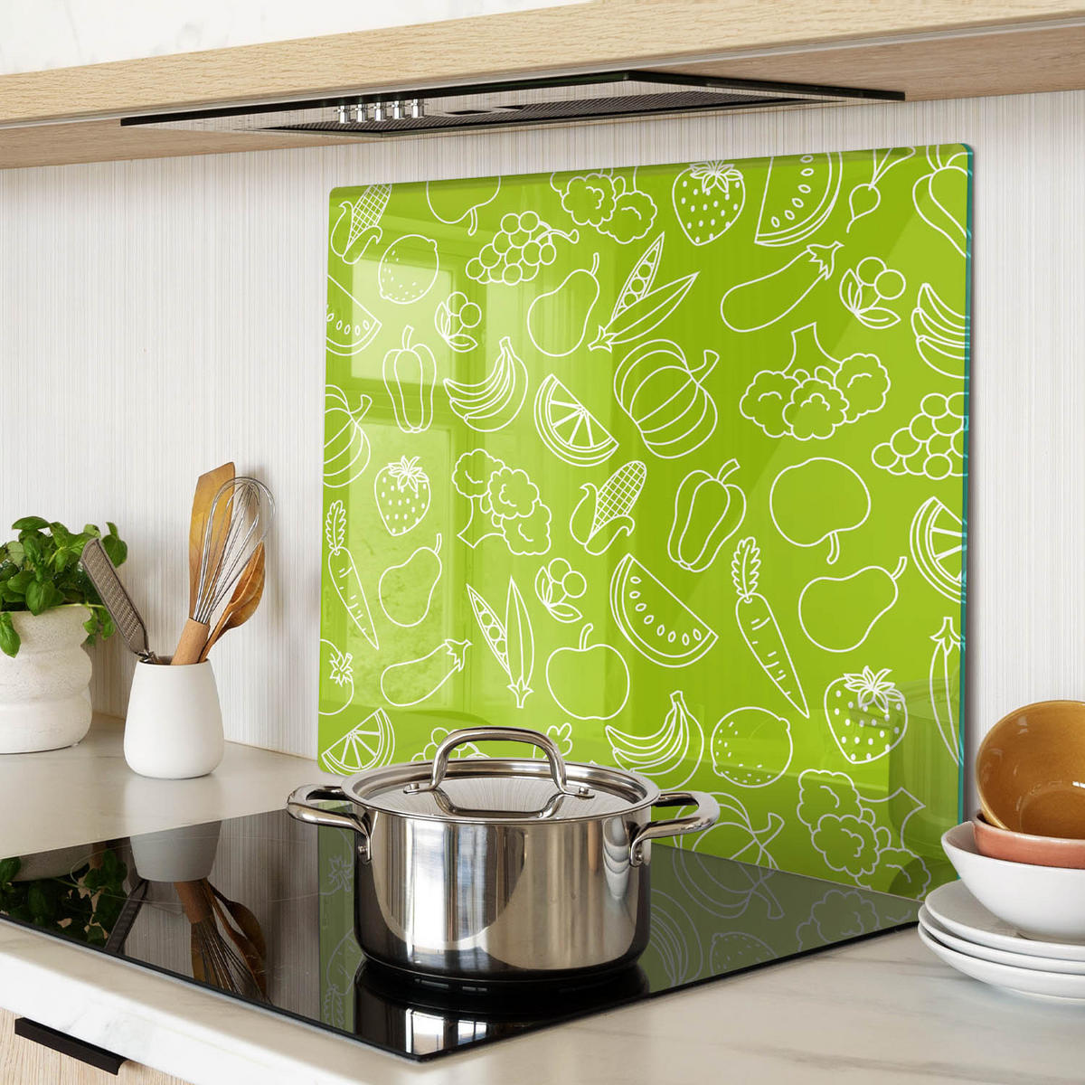 GLASPLATTE 60x52 cm Obst und Gemüse - Grün, Glas (60/0.4/52cm) - TULUP
