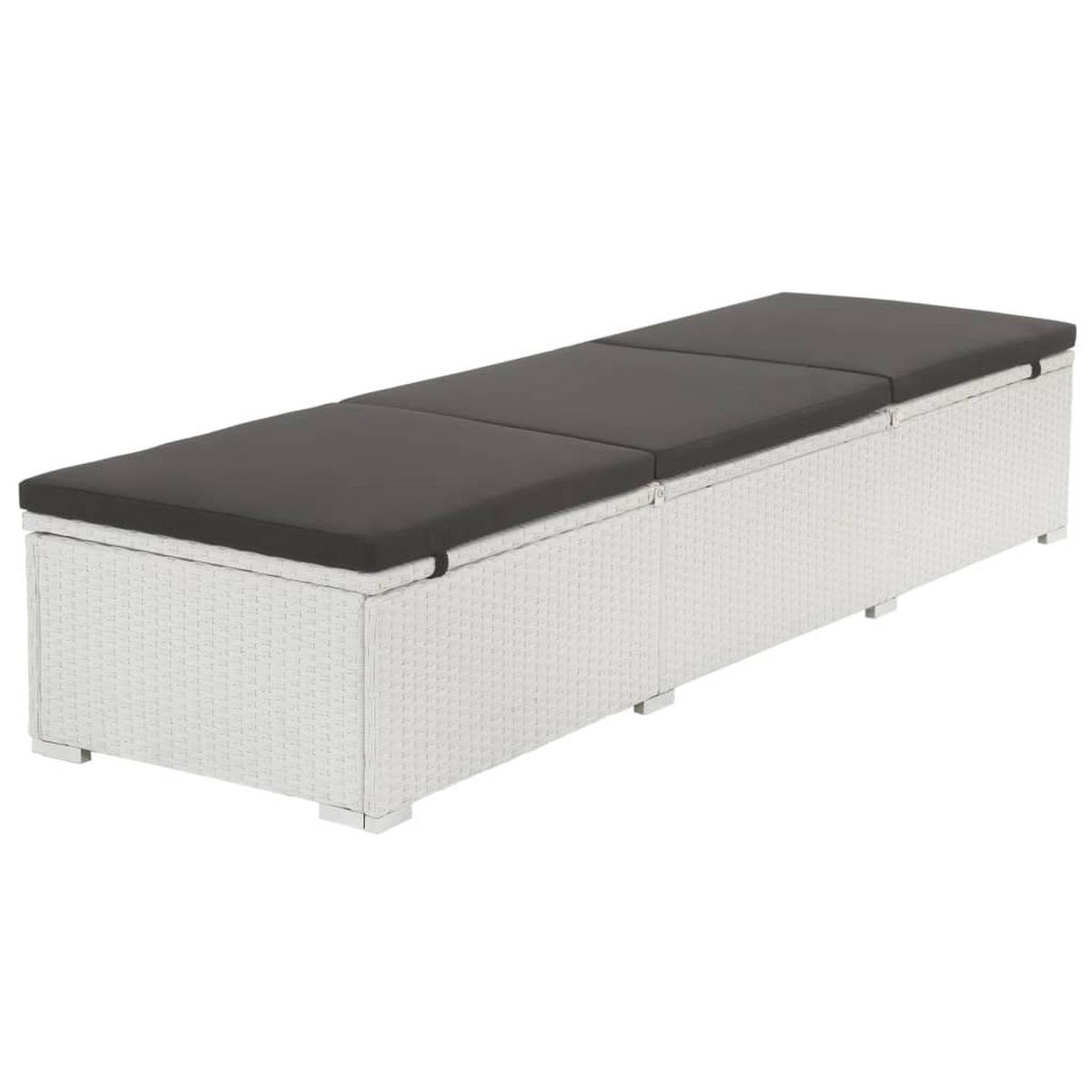 SONNENLIEGE mit Auflage Poly Rattan Weiß - Weiß, Kunststoff (60/68/195cm) - furnicato