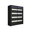 SCHWEBETÜRENSCHRANK Westa IV, mit RGB LED Beleuchtung - Silberfarben/Schwarz, Holzwerkstoff/Metall (150/200/58cm) - MIRJAN24