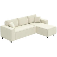 ECKSOFA Creme 3-Sitzer Cord 241/153/83 cm - Weiß, Textil (241/153cm) - PANGIVO