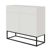 KOMODA 2dveřová Veldio bílá s černým kovovým rámem 100 cm - bílá/černá, kov/kompozitní dřevo (100/90/38cm) - Selsey