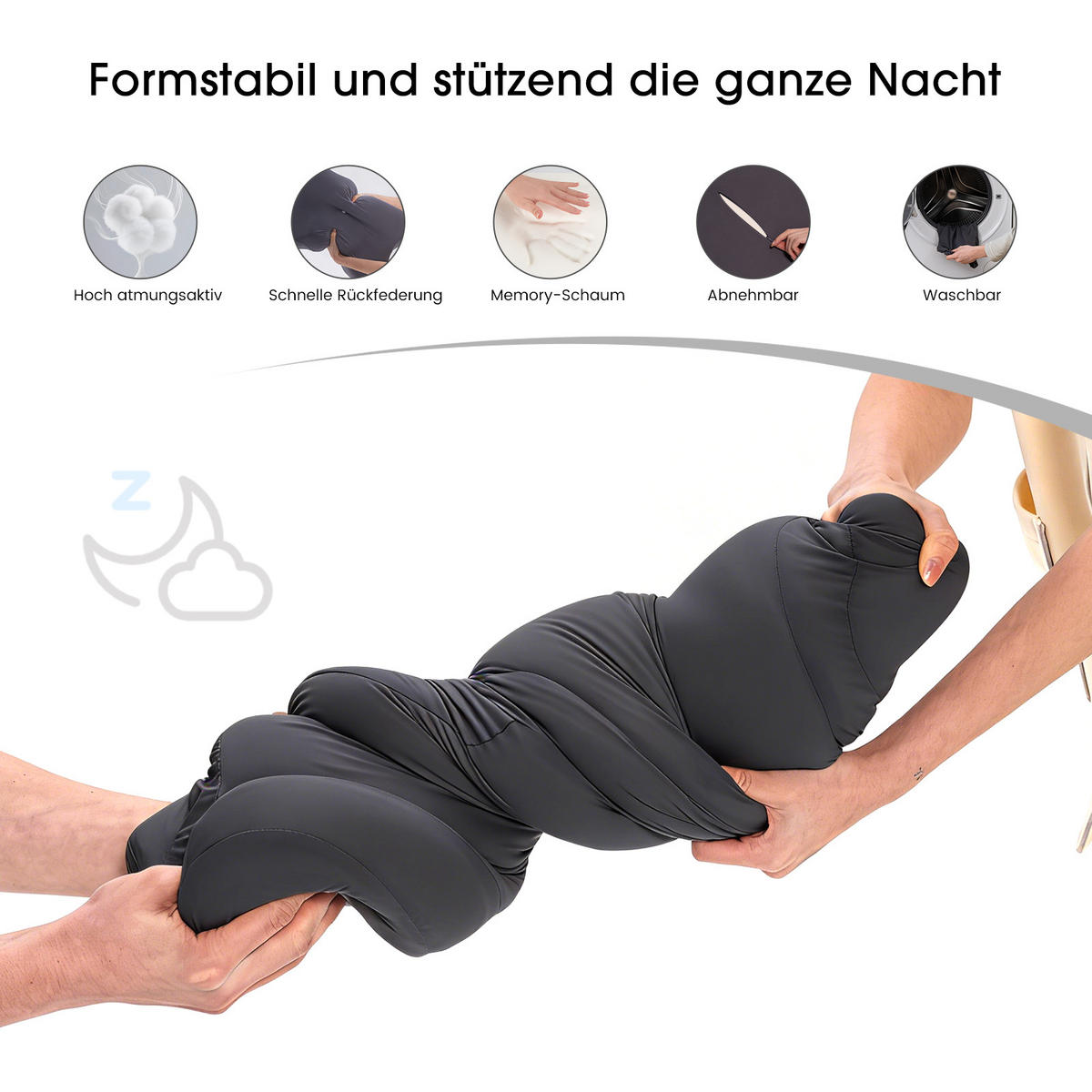 SCHMETTERLINGSKISSEN Memory-Schaum Modell (ergonomisch) Hellrosa 65×41 cm OEKO-TEX® zertifiziert Vorderseite 8 cm / Rückseite 12 cm - Rosa, Textil (41/65cm) - CHICASA