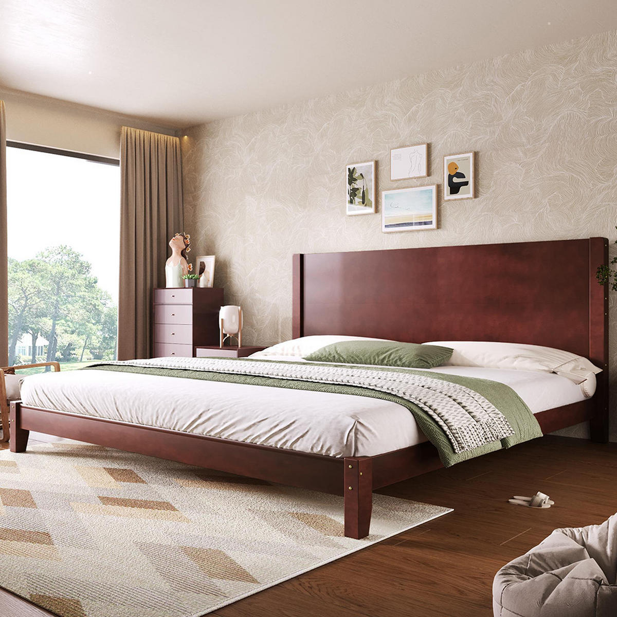 PLATTFORMBETT 180x200 cm mit Kopfteil und Lattenrost, Braun - Braun, Holz (180/200cm) - KOMHTOM