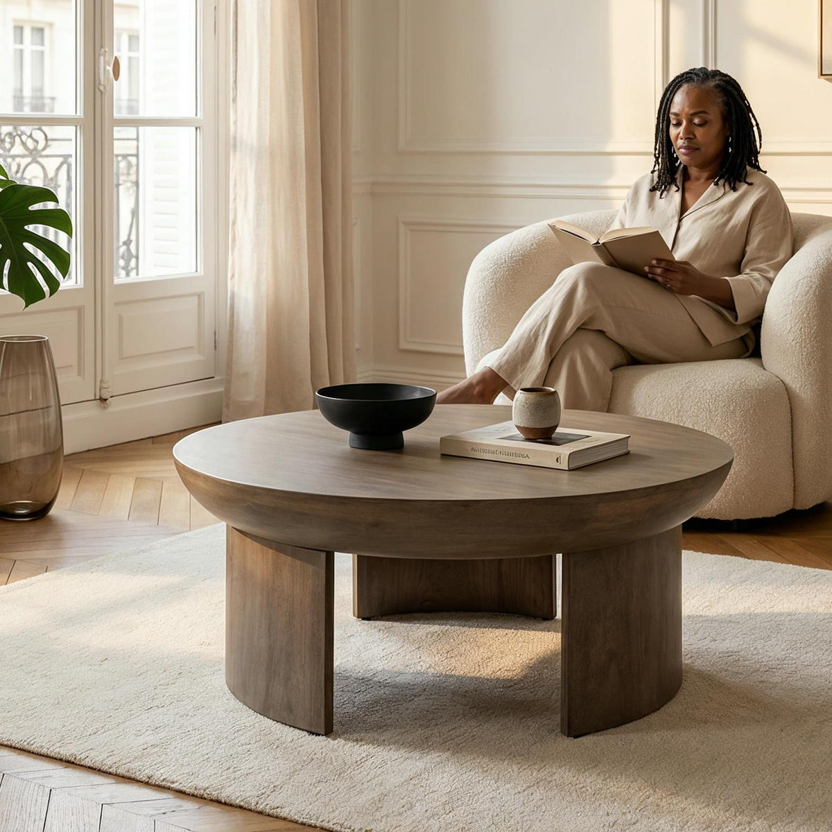 COUCHTISCH KUMASI grau - Grau, Holz (90/90/39cm) - IDIMEX