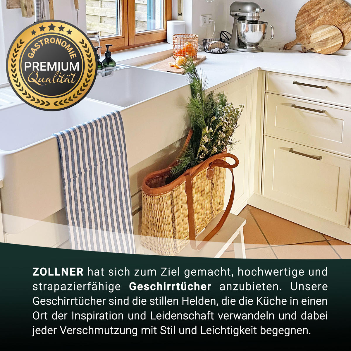 GESCHIRRTÜCHER, 5er-Set, 50x70 cm, 100% Baumwolle, Blau - Blau, Textil (50/70cm) - Zollner