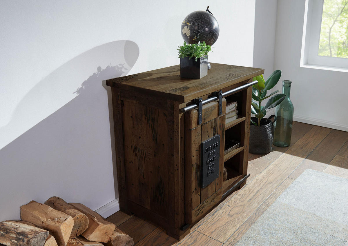 KOMMODE Mango 70x45x70 braun lackiert RAILWAY #424 - Braun, Holz (70/70/45cm) - Massivmoebel24