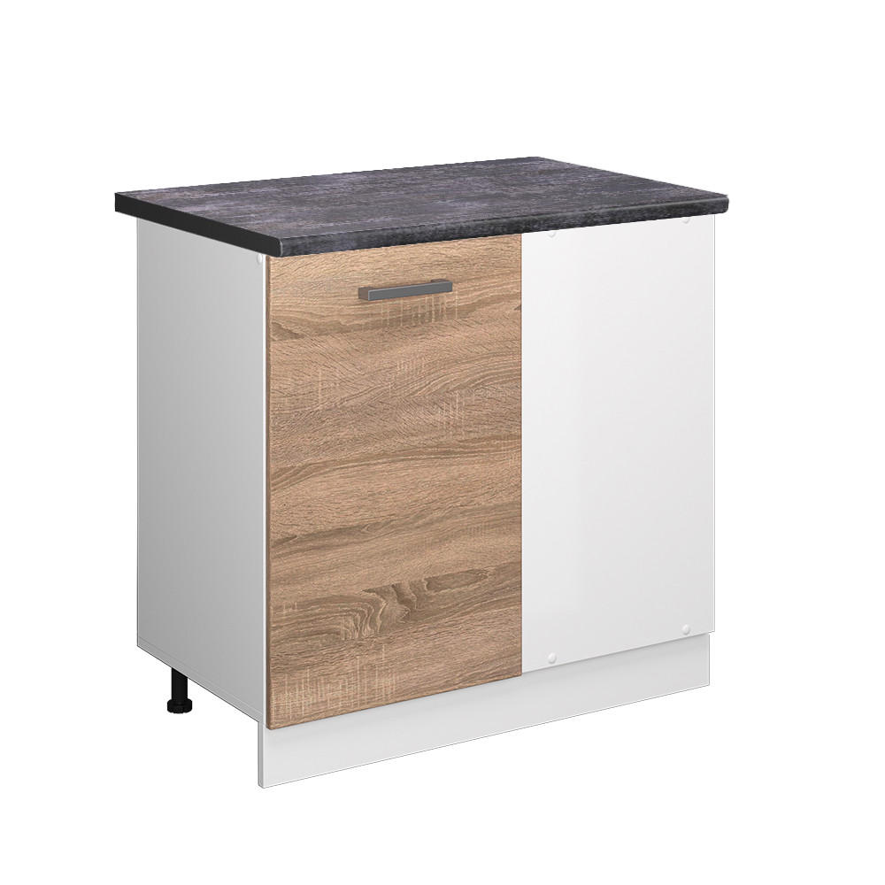 ECKUNTERSCHRANK R-Line Sonoma 86 cm, AP Anthrazit - Weiß/Sonoma Eiche, Holzwerkstoff (86/81.6/60cm) - Vicco