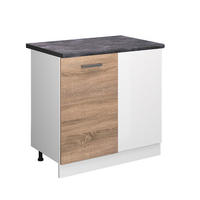 ECKUNTERSCHRANK R-Line Sonoma 86 cm, AP Anthrazit - Weiß/Sonoma Eiche, Holzwerkstoff (86/81.6/60cm) - Vicco