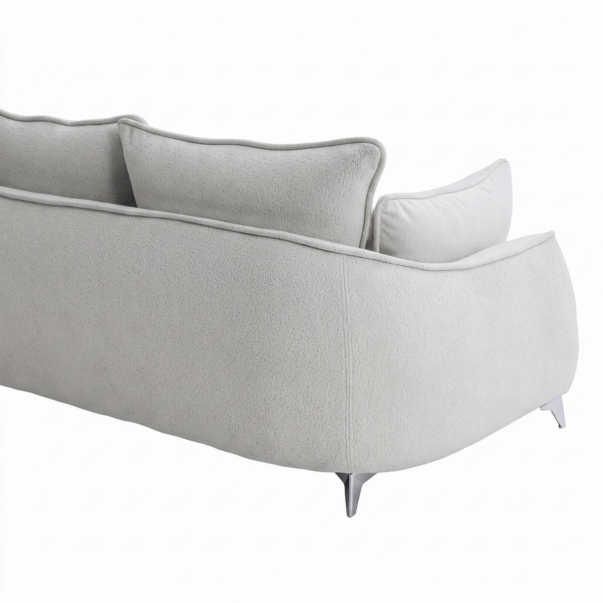 3-SITZER Sofa MELANI 252 cm Velours Hellgrau - Chromfarben/Hellgrau, Holz/Textil (252/90/88cm) - Muffo