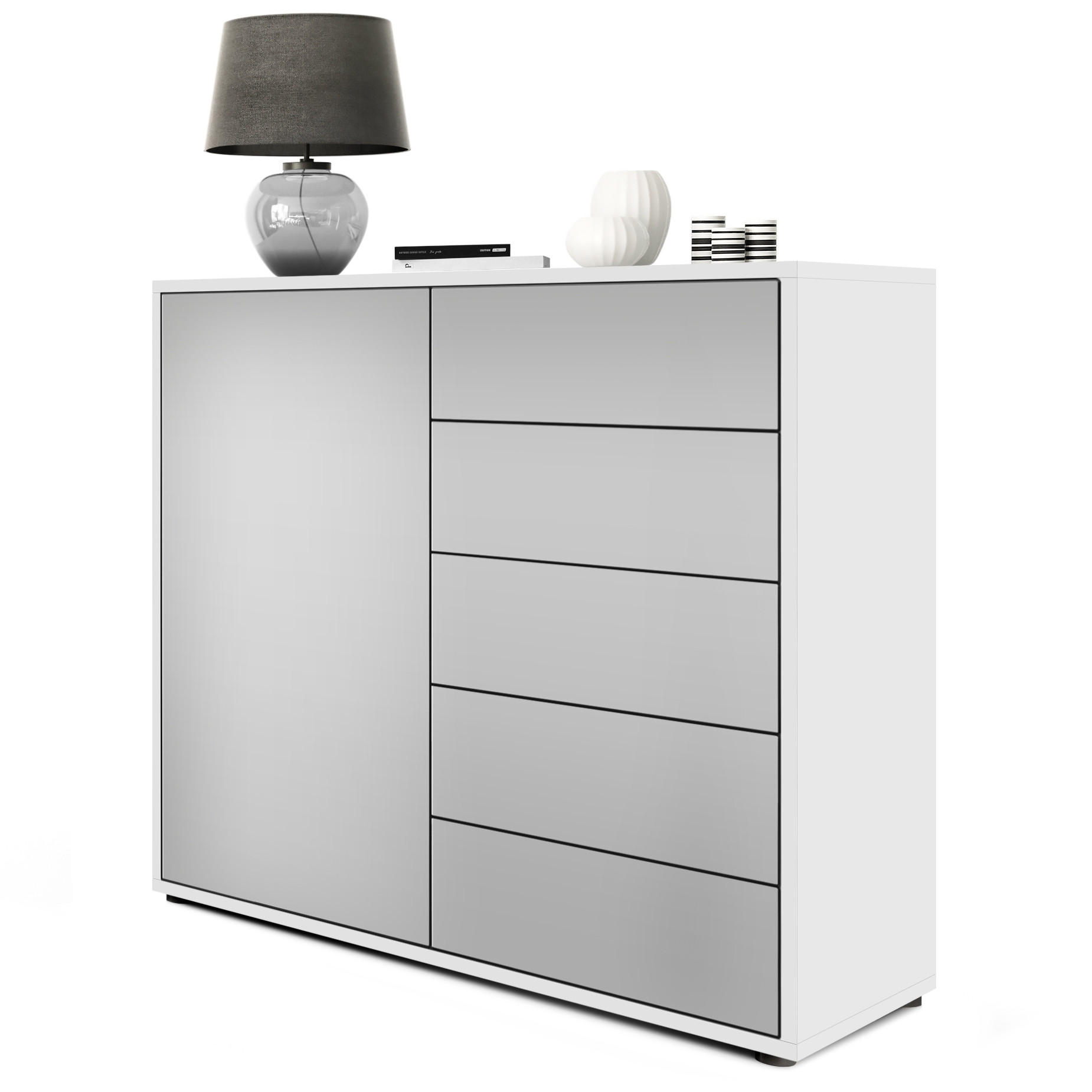 KOMMODE Ben Front in Hellgrau Seidenmatt - Greige, Holzwerkstoff (79/74/36cm) - Vladon