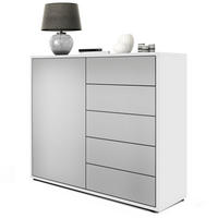 KOMMODE Ben Front in Hellgrau Seidenmatt - Greige, Holzwerkstoff (79/74/36cm) - Vladon