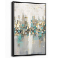 LEINWAND Bilder mit Rahmen - Abstrakt - Blöcke - Gold - Skyline - 20x30 - Beige, Textil (20/30cm) - MuchoWow