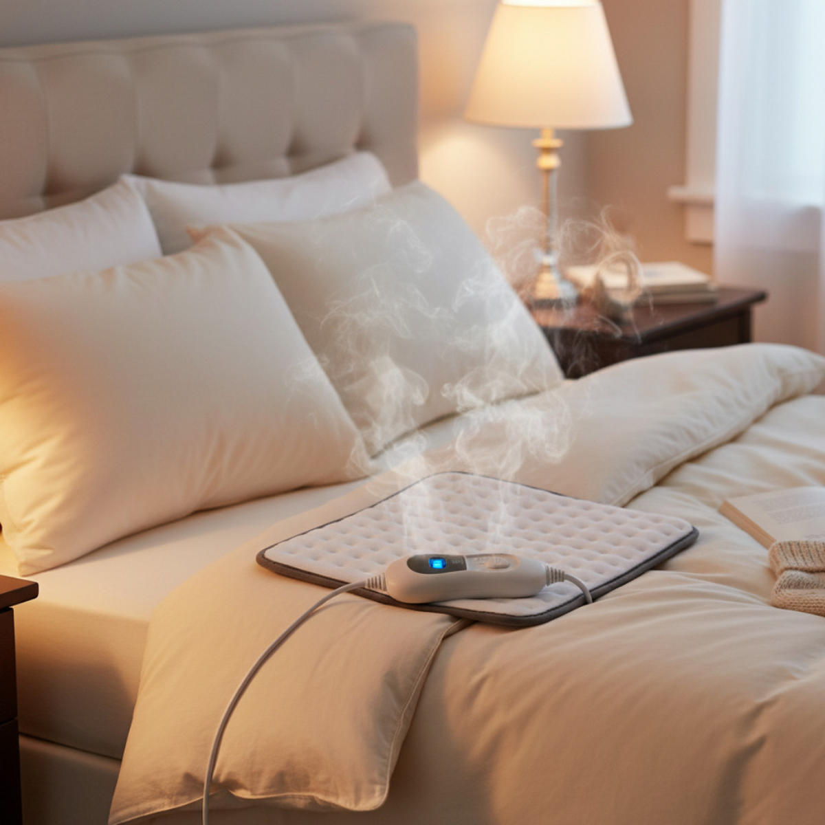 HEIZKISSEN, 40x30cm, Flauschig, 3 Stufen, 100W, Weiß, Elektrisches Wärmekissen, Wärme Pad, Thermokissen, Abschaltautomatik, Komfort, Weich, Wärme - Weiß, Textil (40/30cm) - Mia