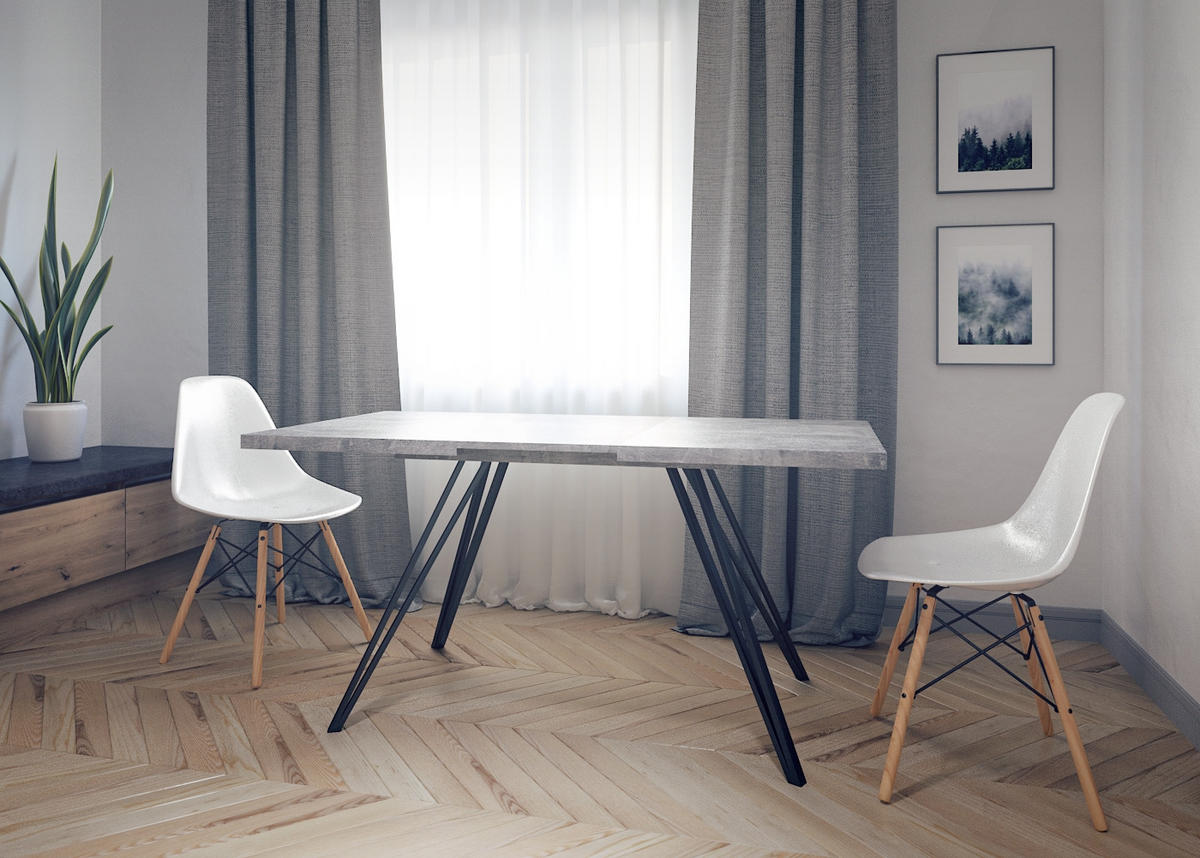 ESSTISCH Life in Beton Optik - Grau, Holzwerkstoff (90/200/75cm) - Vladon