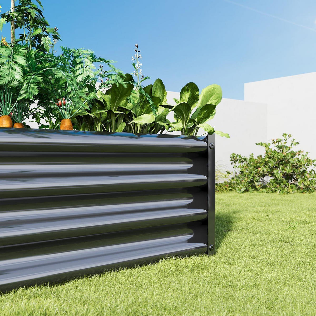 HOCHBEET-SET Metall Schwarz 120 x 60 x 30 cm - Schwarz, Metall (60/30/120cm)
