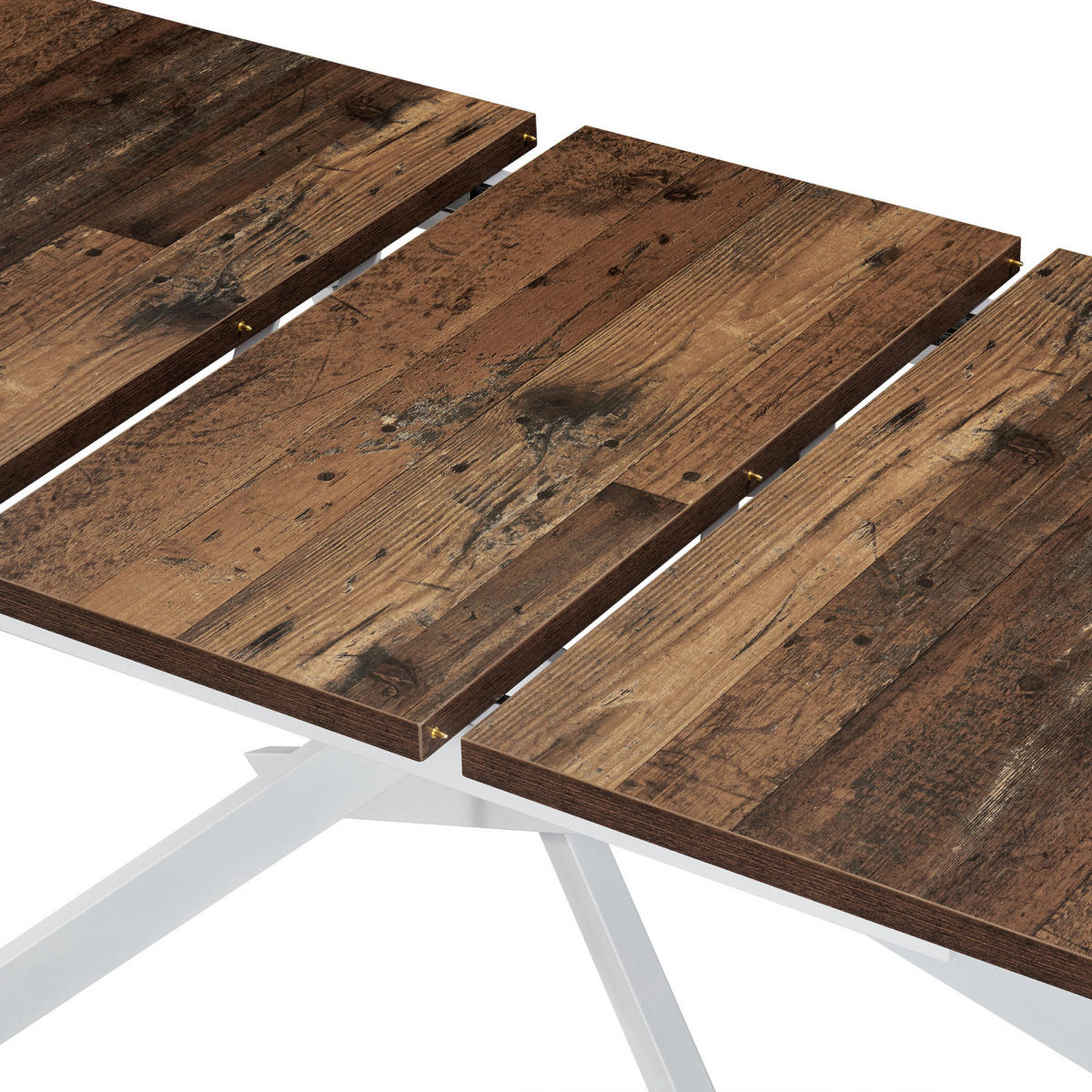 ESSTISCH BEA 120-160/80/76 cm Texas-Eiche - Weiß/Braun, Holzwerkstoff/Metall (80/120/76cm) - B&D Home