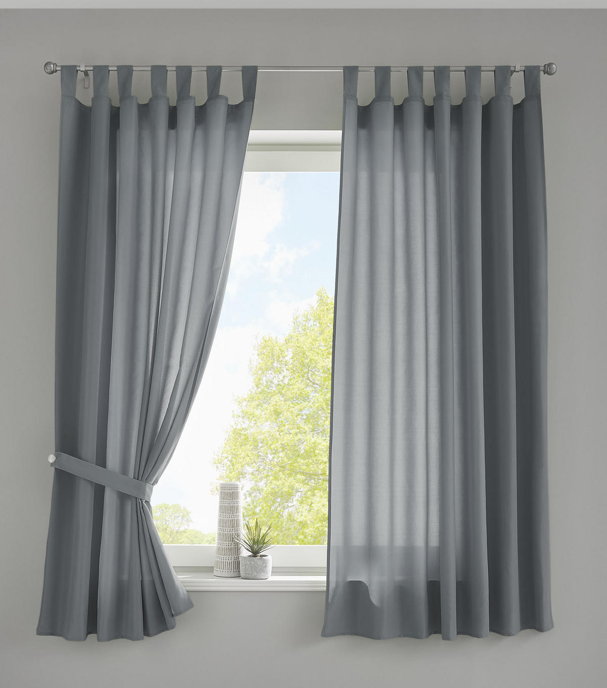 VORHANG 2ER SET POTSDAM HxB 175x140 cm Grau - Grau, Textil (140/175cm) - Gardinenbox