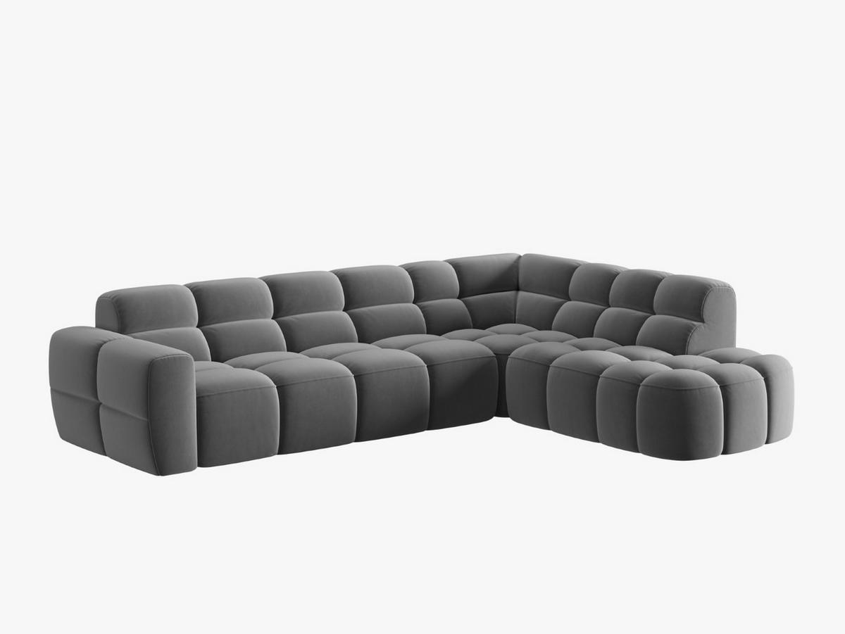 ECKSOFA rechts Lisa aus Samt hellgrau 5 Sitzplätze - Hellgrau, Textil (234/293cm) - Micadoni