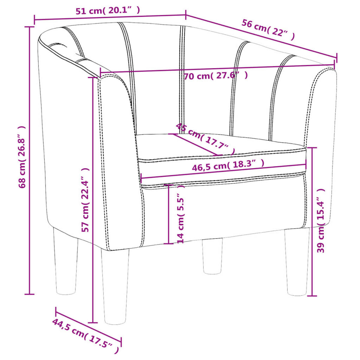 CLUBSESSEL Haltbar 70/56/68 cm Schwarz Kunstler - Schwarz, Leder (56/68/70cm) - vidaXL
