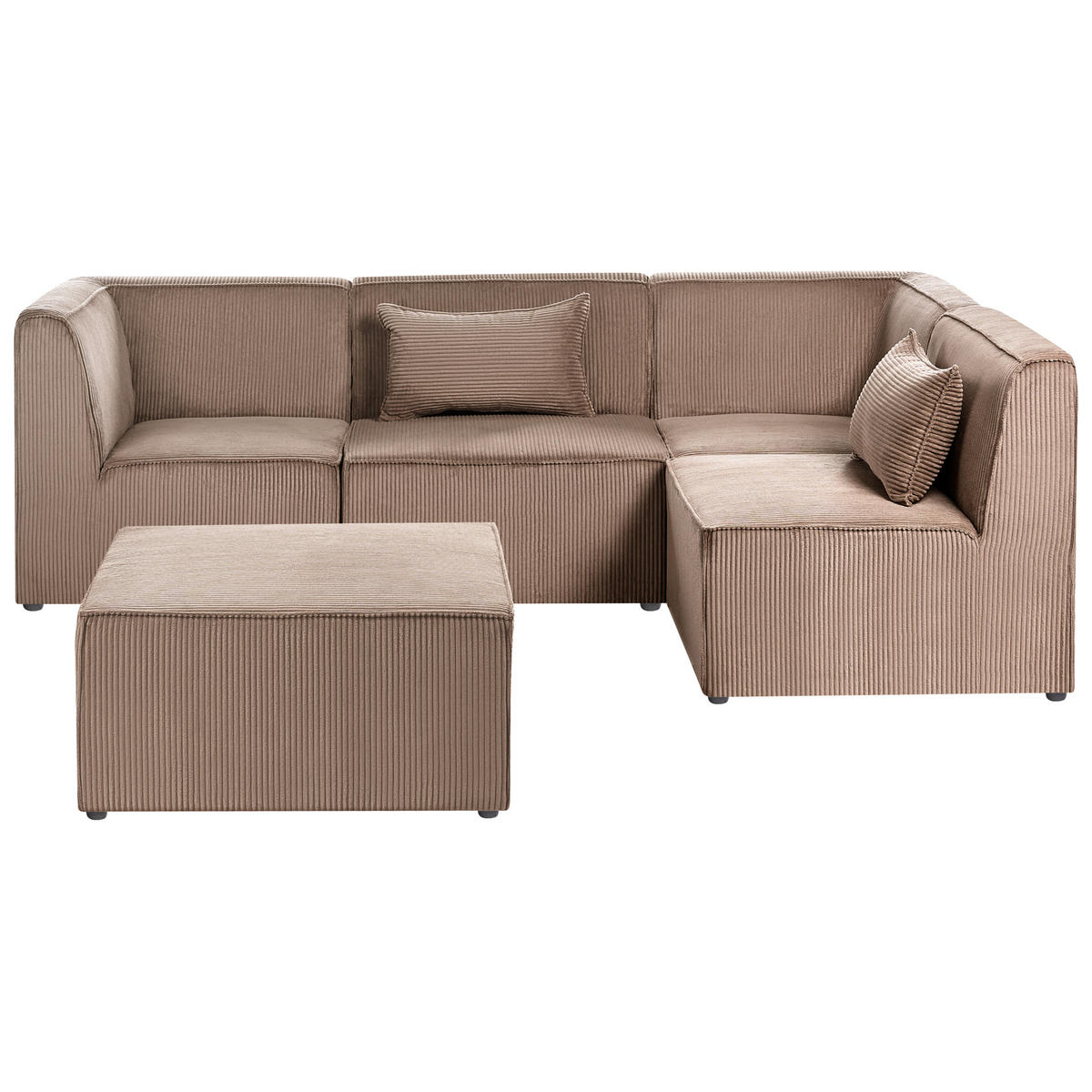COLȚAR modul cu 4 locuri pe partea stângă bej nisipiu reps reiat cu otomană Lemvig - bej/nisipiu, material textil (250/166cm) - Beliani