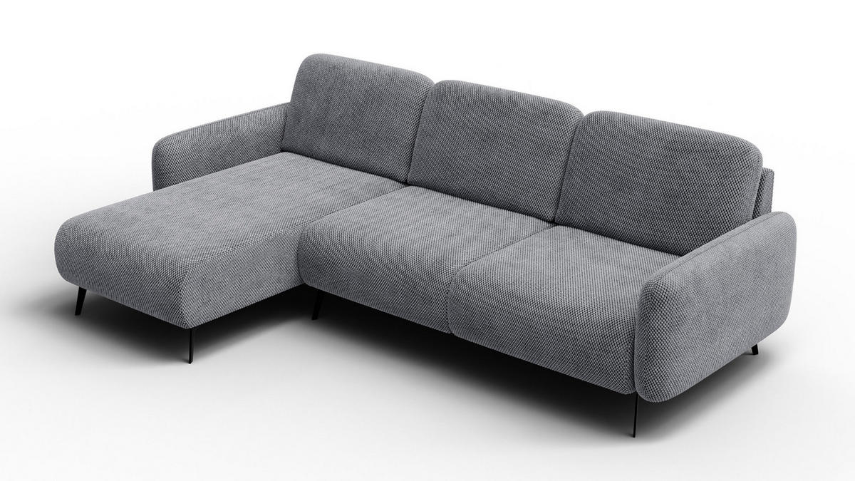 ECKSOFA FEBE 4-Sitzer links, grau - Schwarz/Grau, Holz/Textil (264/157cm) - Courtois Laville