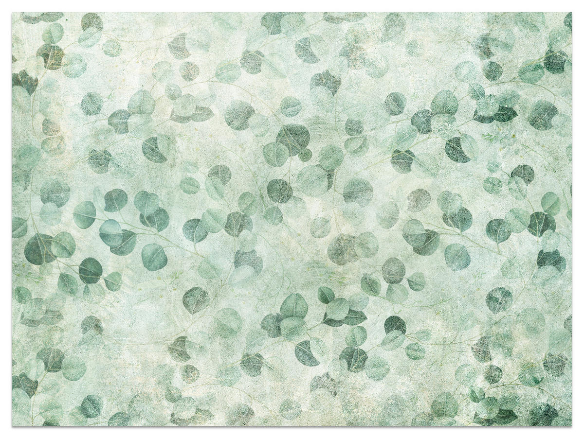 FOTOTAPETE für Schlafzimmer Grüne Blätter Beton Optik Natur Vintage Modern Blatt 200x140 - Grün, Papier (200/140cm) - Muralo