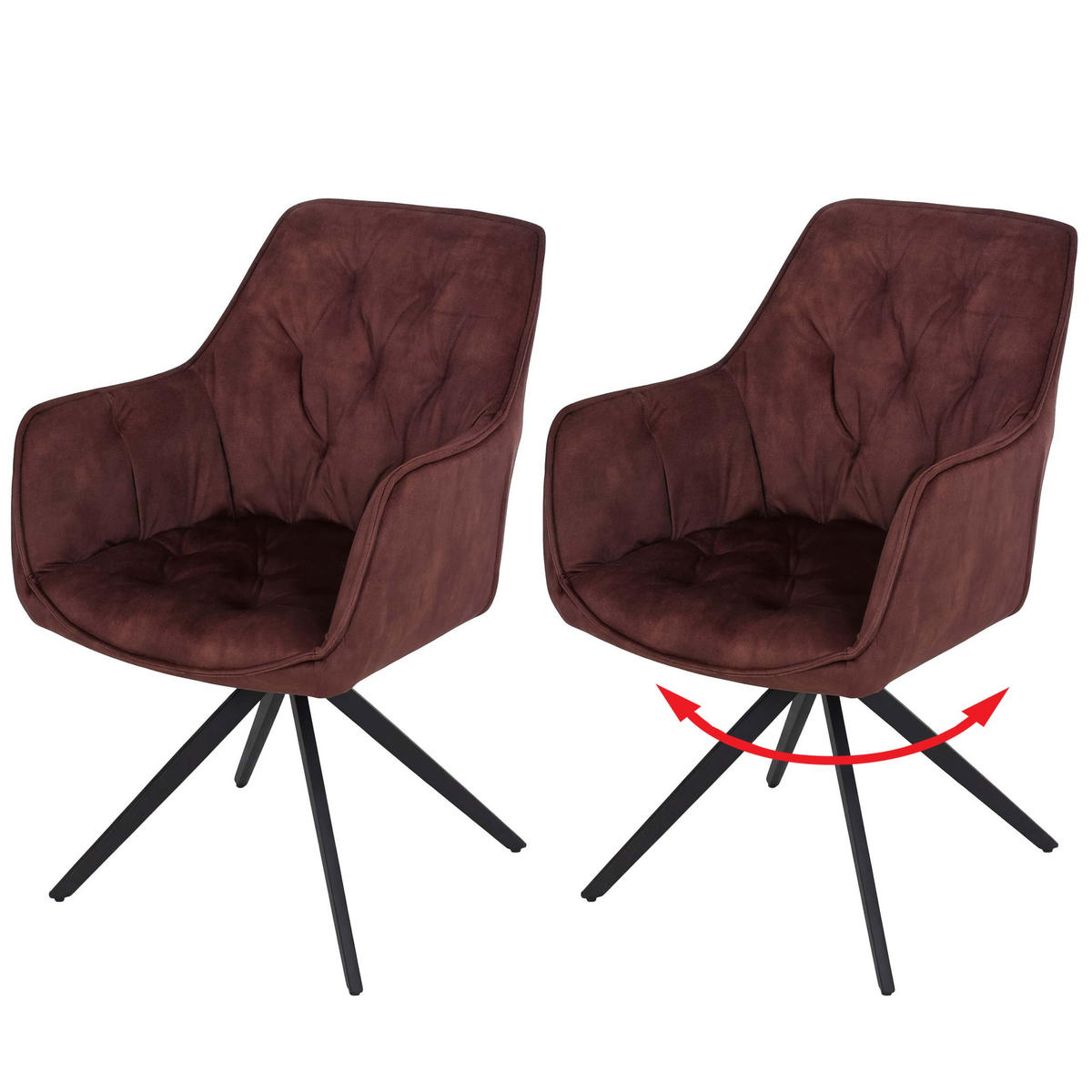 ESSZIMMERSTUHL Rotbraun 2er-Set - Rotbraun, Textil (56/86/60cm) - MCW