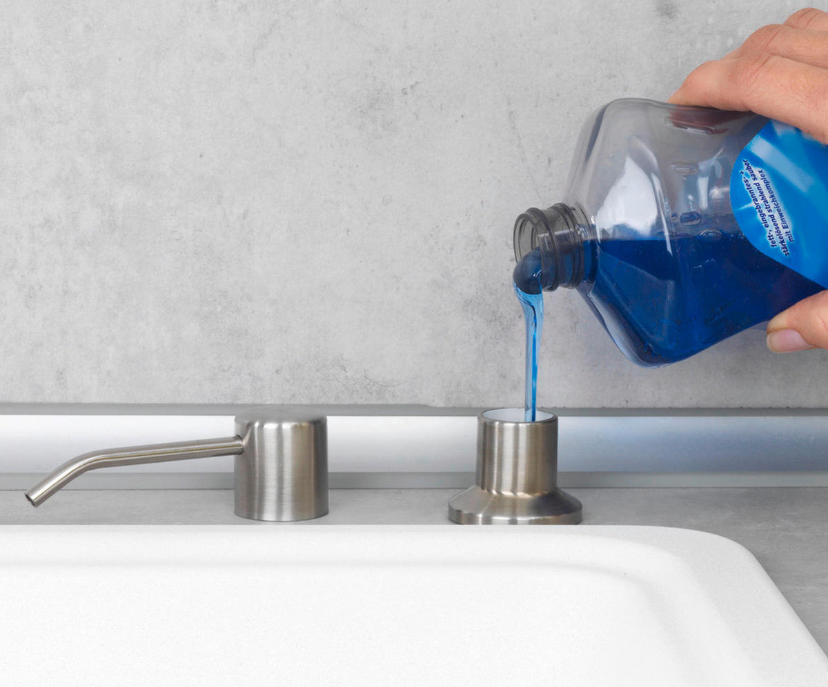 SEIFENSPENDER in -Arbeitsplatte Monti 400 ml 5,8/5,8/31 cm - Silberfarben, Kunststoff (5.8/31/5.8cm) - Wenko