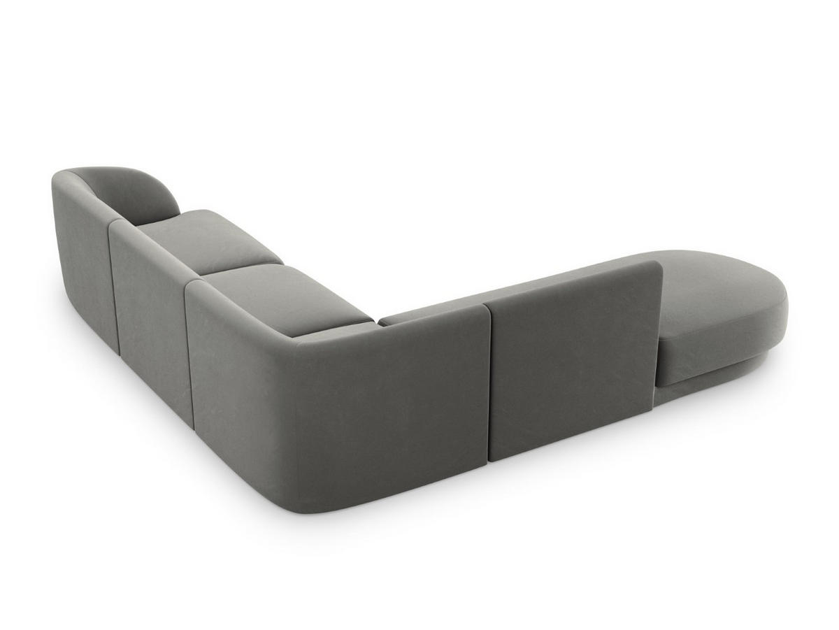 ECKSOFA links Miley aus Samt hellgrau 6 Sitzplätze - Hellgrau, Textil (248/255cm) - Micadoni