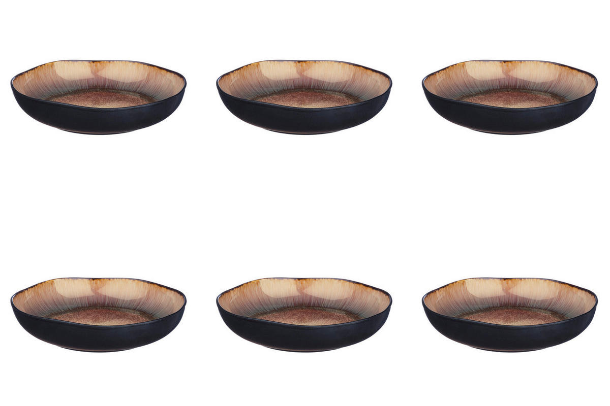 SUPPENTELLER Iris Ø22,5cm - 6er-Set - Wildbraun - Braun, Keramik (22.5cm) - Björn