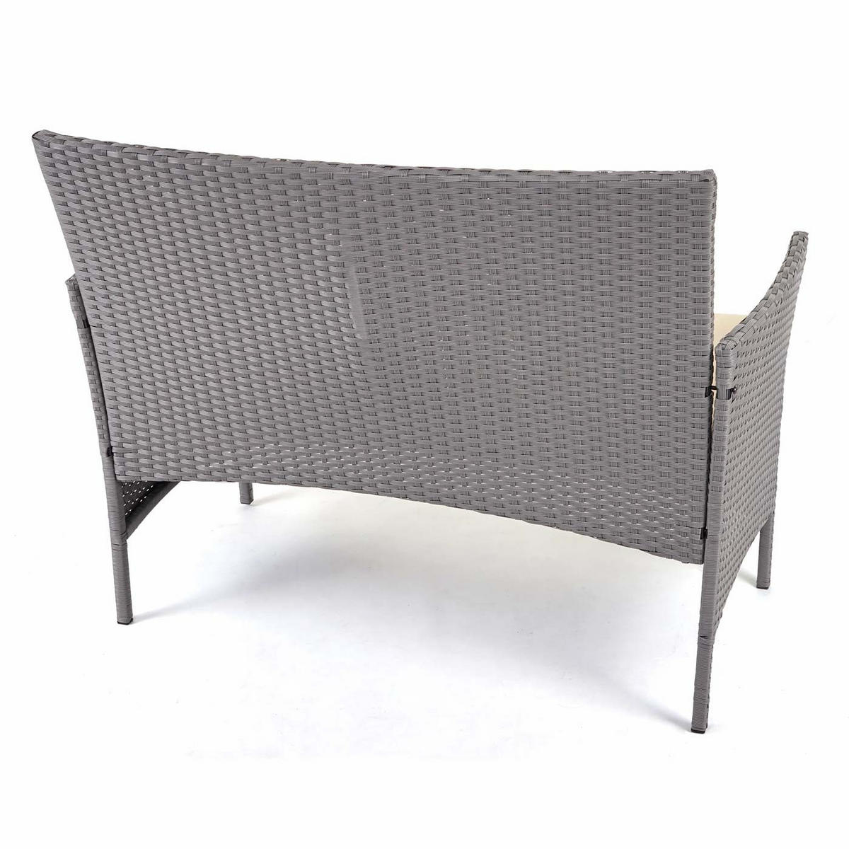 POLY-RATTAN GARNITUR Grau, Cremeweiß - Weiß/Grau, Kunststoff - MCW