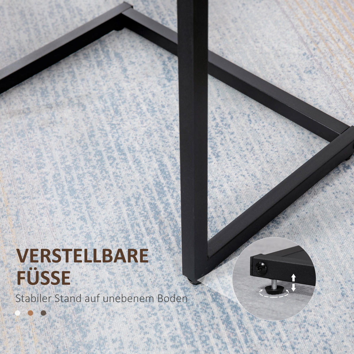BEISTELLTISCH-SET 45/30/60 cm in Braun, 3-teilig im Industrie-Stil - Braun, Holzwerkstoff (30/45/60cm) - Flora Grace