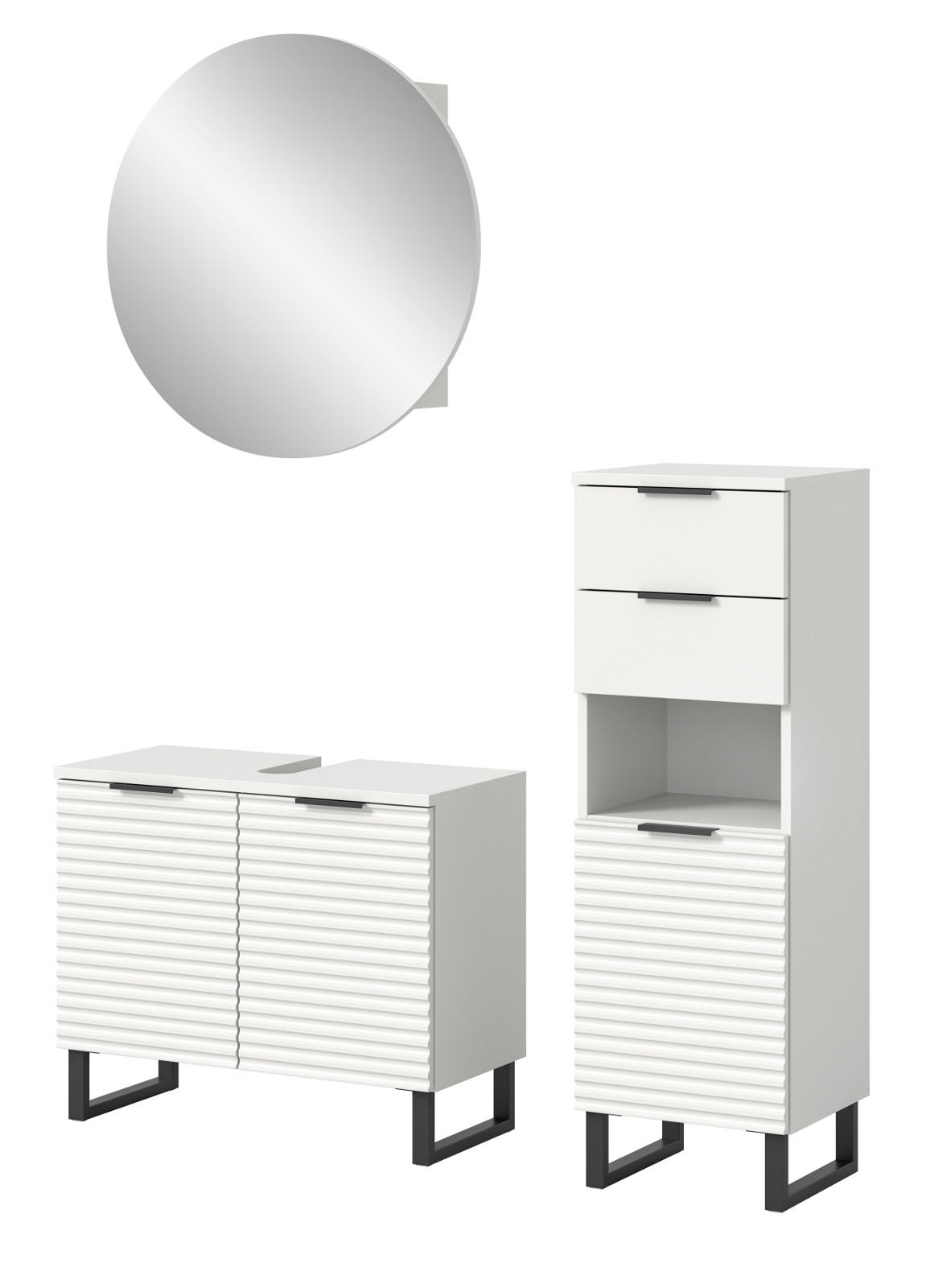 BADMÖBEL-SET 3-teilig weiß 120 cm, Kombination mit Soft-Close - Weiß, Glas/Holzwerkstoff (120/193/34cm) - Inn.Furn