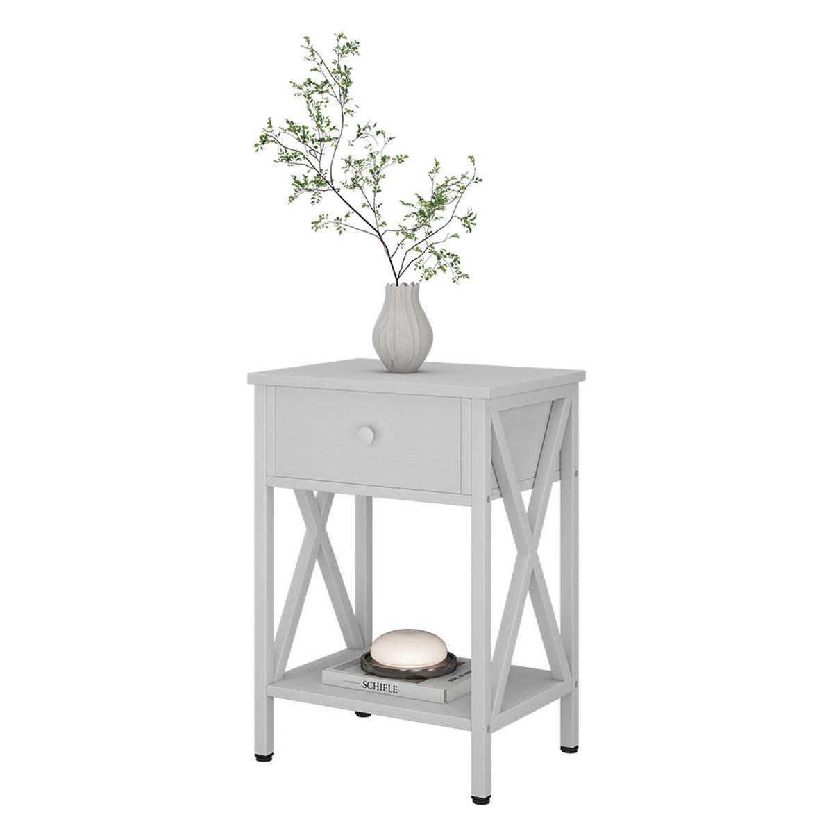 NACHTTISCH Keno Weiß 40 x 55 cm mit Schublade - Weiß, Holzwerkstoff (40/55/30cm) - Vicco