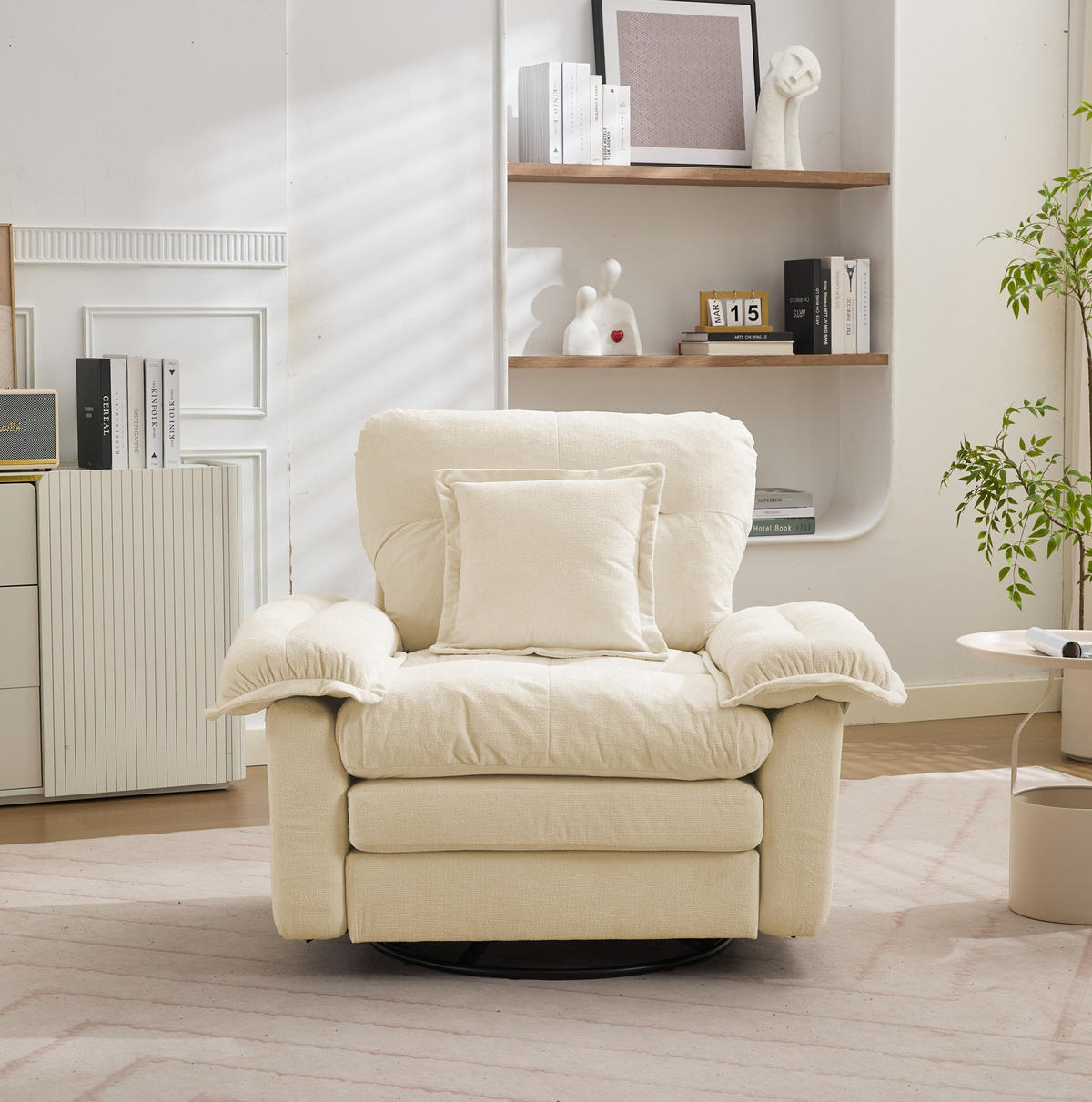 SITZGARNITUR 2-teilig in Beige aus Chenille mit Tiefsitz und Dekokissen,90.1/213.4/87.6 cm - Beige, Textil (90.1/87.6/213.4cm) - Flora Grace