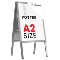 DOPPELSEITIGE Werbetafel, Kundenstopper, Größe: A2, in einem silbernen Aluminiumrahmen - Weiß, Metall (46/56/87cm) - ALLboards