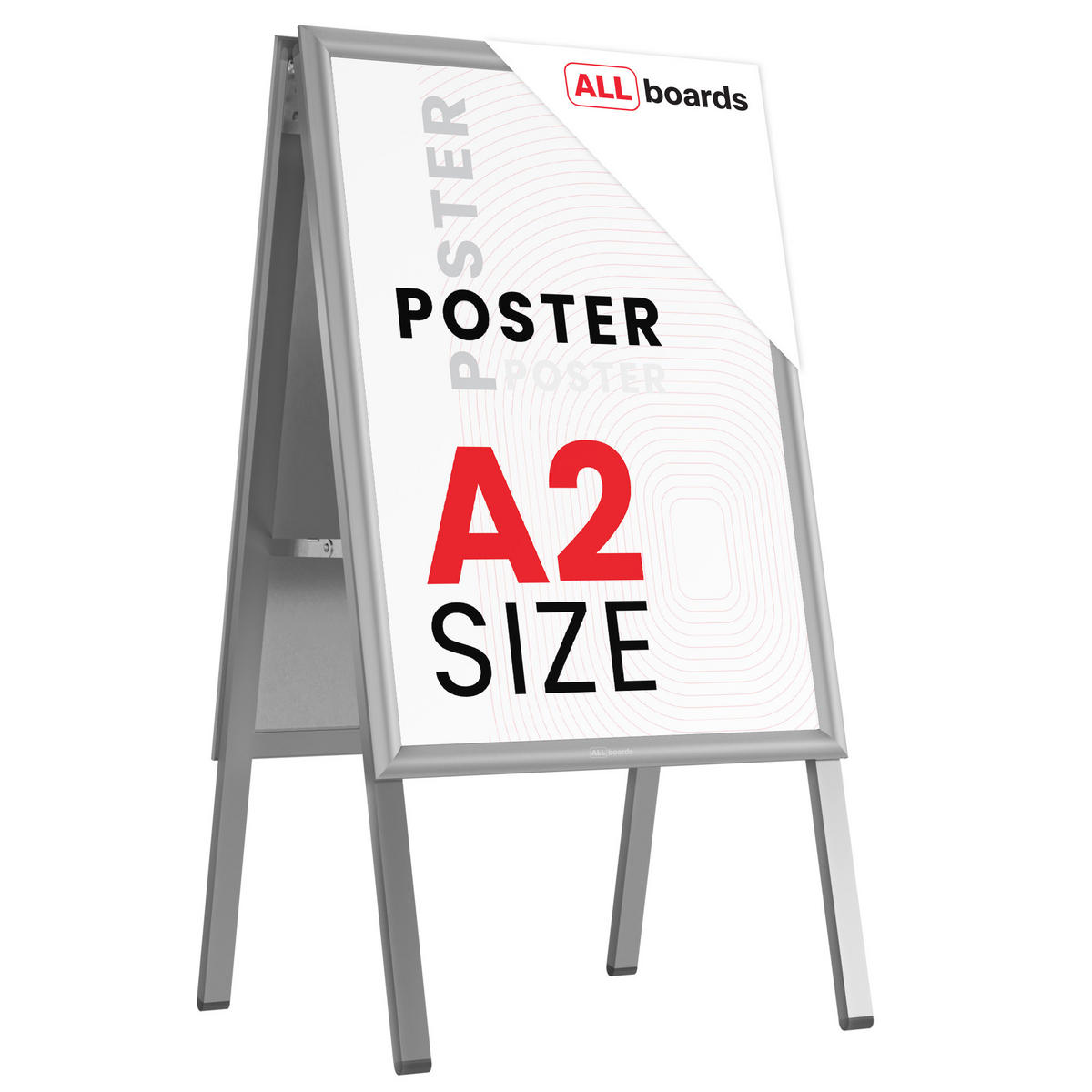 DOPPELSEITIGE Werbetafel, Kundenstopper, Größe: A2, in einem silbernen Aluminiumrahmen - Weiß, Metall (46/56/87cm) - ALLboards