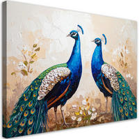 LEINWANDBILD Bunte Pfauen Vögel Natur 120x80cm - Beige, Textil (120/80cm) - Feeby