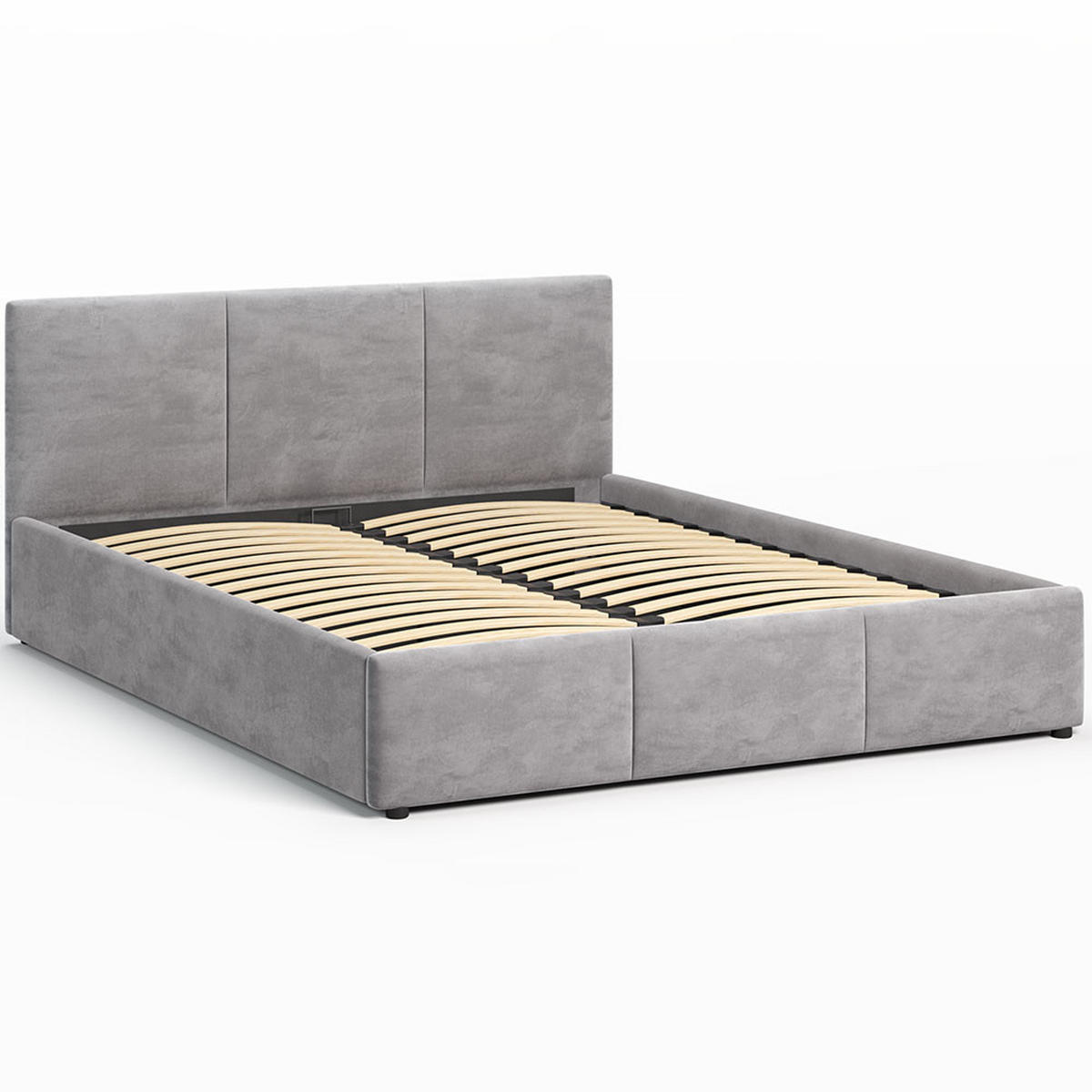 POLSTERBETT 160×200 cm mit Bettkasten und Lattenrost Nela HLR-22 Grau Velours - Grau, Holz/Metall (160/200cm) - Jana