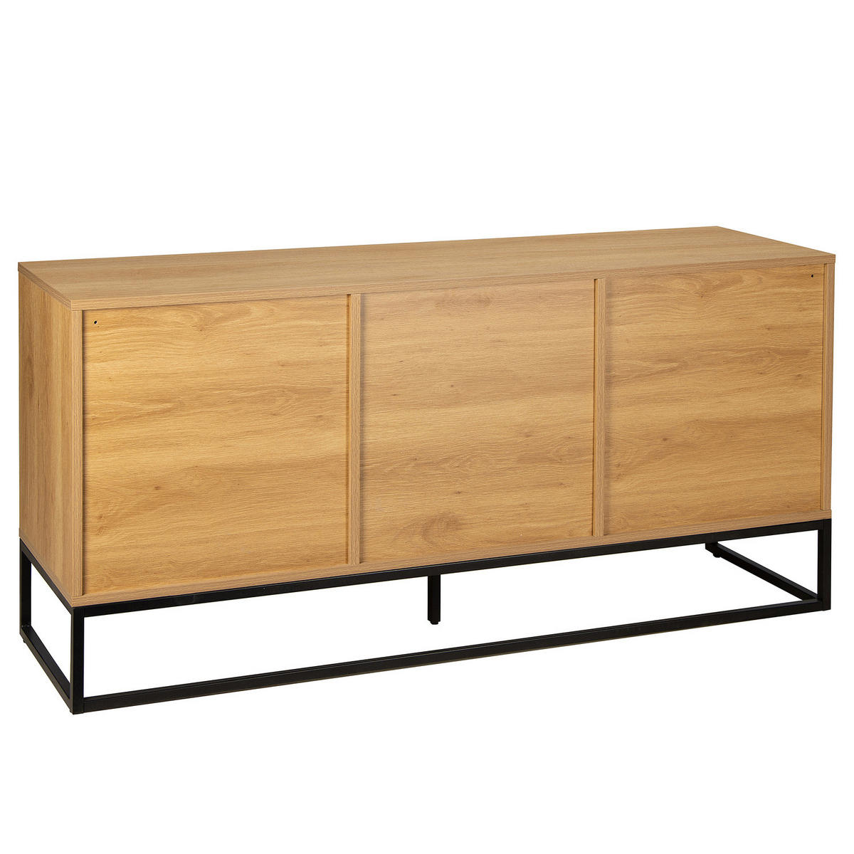 SIDEBOARD - 180 cm - Eichefarben/Schwarz, Holzwerkstoff/Kunststoff (180/75/40cm) - home24