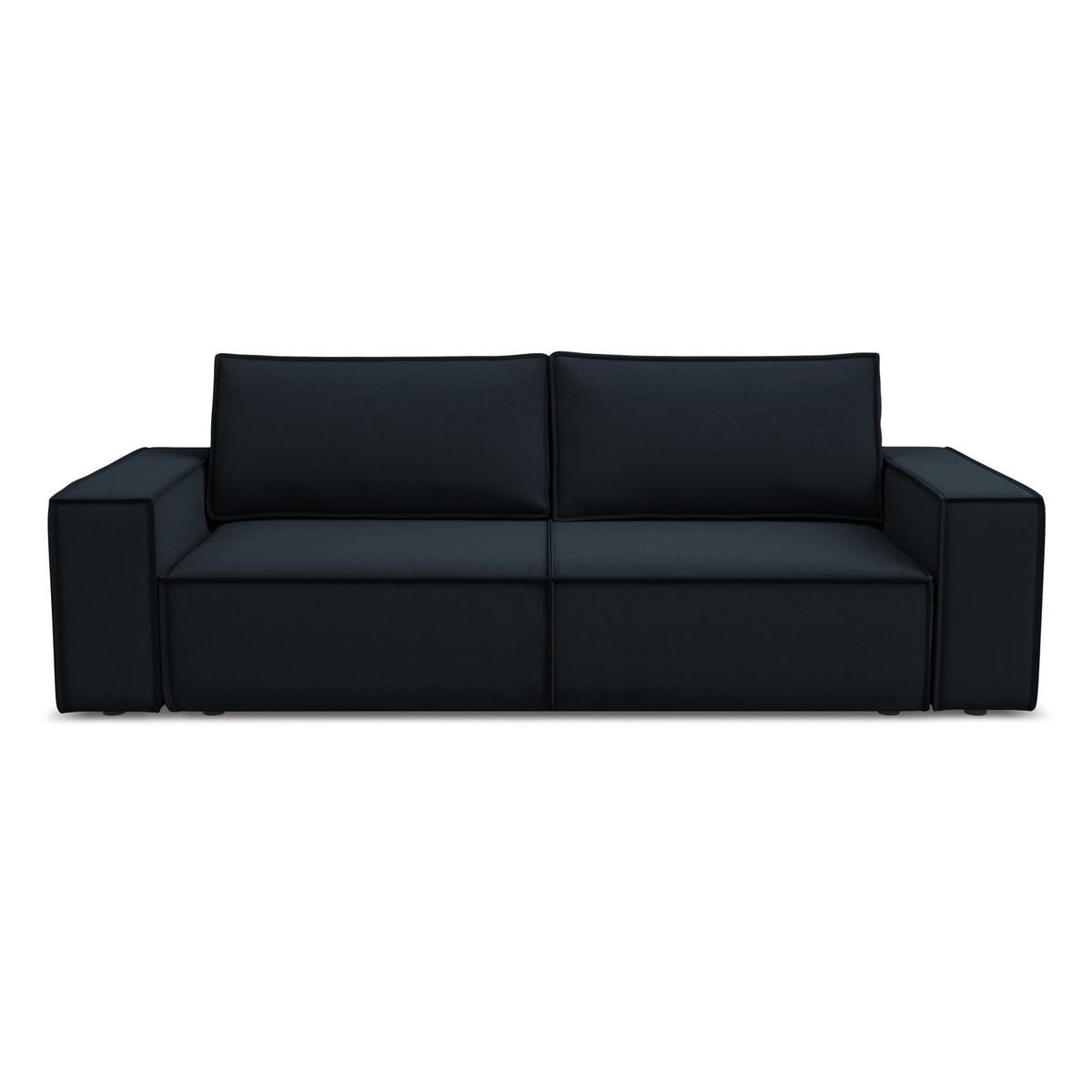 3-SITZER SOFA mit Schlaffunktion Samt Stoff Blau - Blau/Schwarz, Kunststoff/Textil (255/85/105cm) - LaMiaSofa