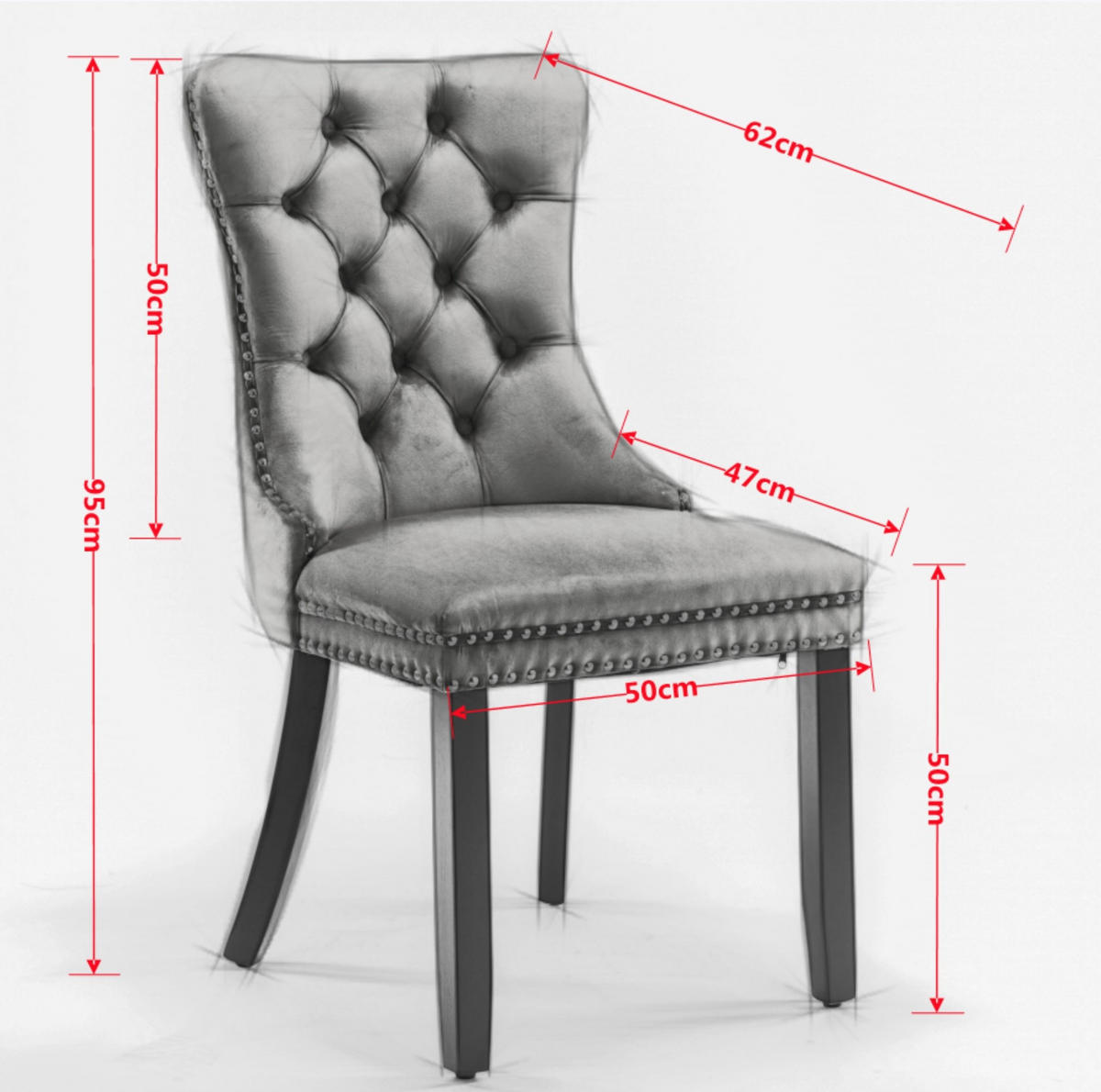 ESSZIMMERSTUHL mit hoher Rückenlehne Samt Grau 2er-Set - Grau, Metall (50/95/65cm) - Meubliv